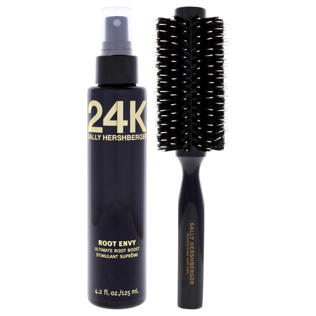 Sally Hershberger 24K Root Boost And Medium Round Brush Kit Unisex Mixed Hair Care Sets 4.2 FL OZ | 125 ML