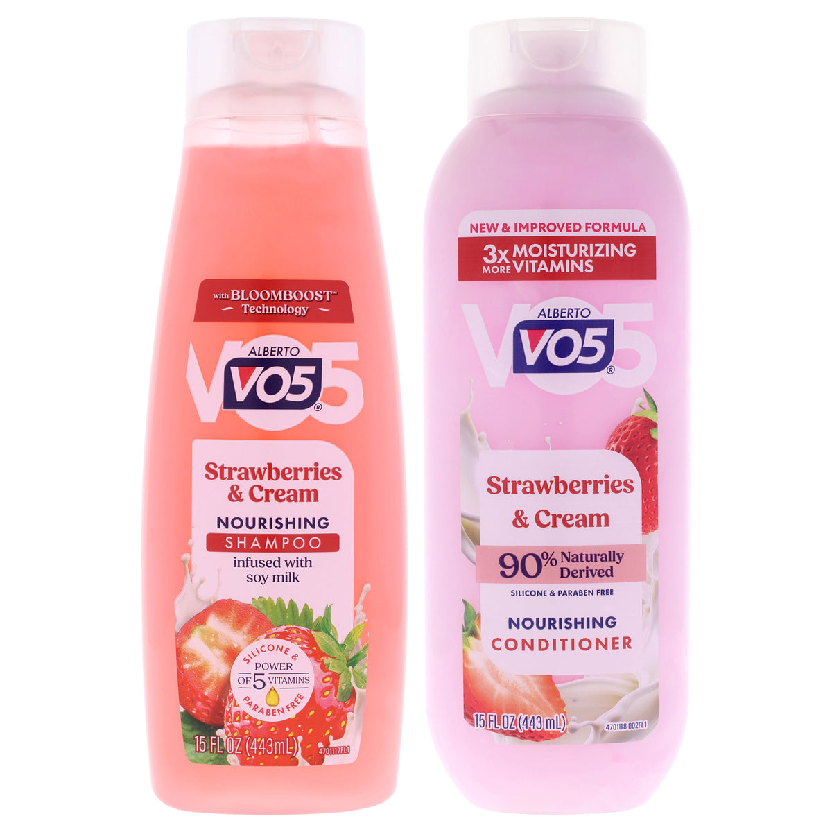 Alberto VO5 Moisturizing Strawberries Cream Conditioner and Shampoo Kit Unisex Shampoo & Conditioner Sets 15 OZ | 444 ML