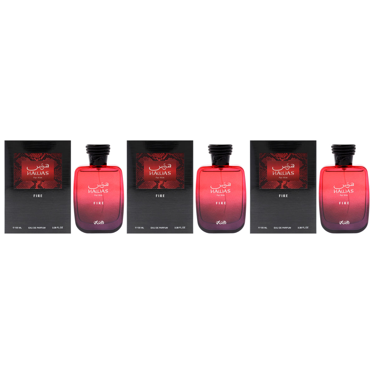 Rasasi Hawas Fire for Men's Eau De Parfum Personal Fragrance Sets 3.38 FL OZ | 100 ML