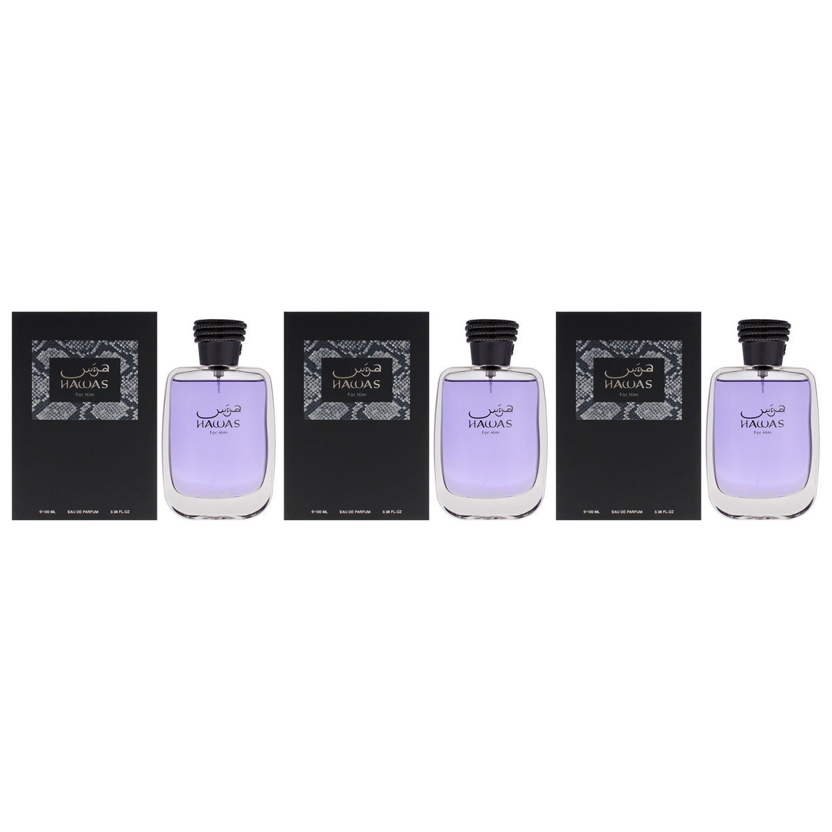 Rasasi Hawas for Men's Pack of 3 Personal Fragrance Sets 3.38 FL OZ | 100 ML