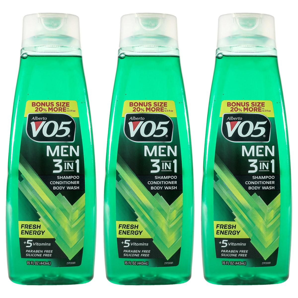 Alberto VO5 3-in-1 Fresh Energy Shampoo Conditioner and Body Wash Unisex Mixed Hair Care Sets 15 OZ | 443 ML