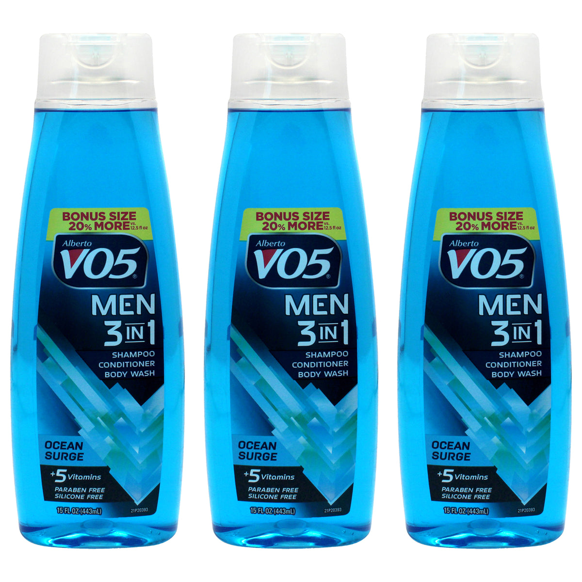 Alberto VO5 3-in-1 Ocean Surge Shampoo Conditioner and Body Wash Unisex Mixed Hair Care Sets 15 OZ | 444 ML