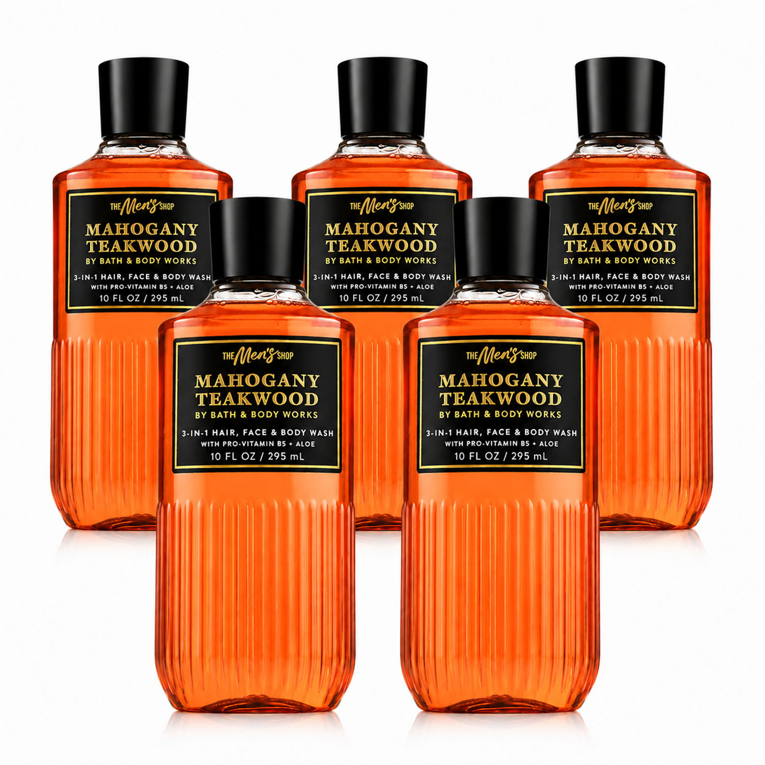 Bath & Body Works BBW Mahogany Teakwood Men's 3-in-1 Hair, Face & Body Wash PACK OF 5