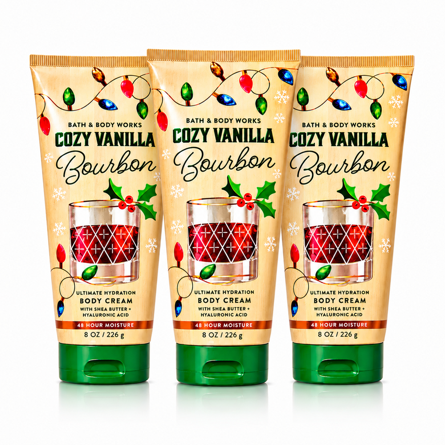 Bath & Body Works BBW Cozy Vanilla Bourbon Women's Body Cream PACK OF 3